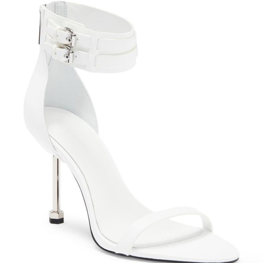 REBECCA MINKOFF Elegant White Stiletto Heel Sandals